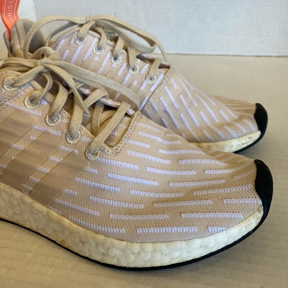 Adidas NMD R2 Linen Beige White Running Shoes Sneakers Size 8.5 - Picture 4 of 14